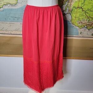 Vintage Red Lace Trim Slip By Blue Swan Size L. Pinup Bohemian Indie Sleeze